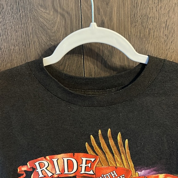 Vintage 1991 “Ride With The Wind” Truckers Only 3D Emblem Single Stitch T-Shirt - Picture 7 of 7